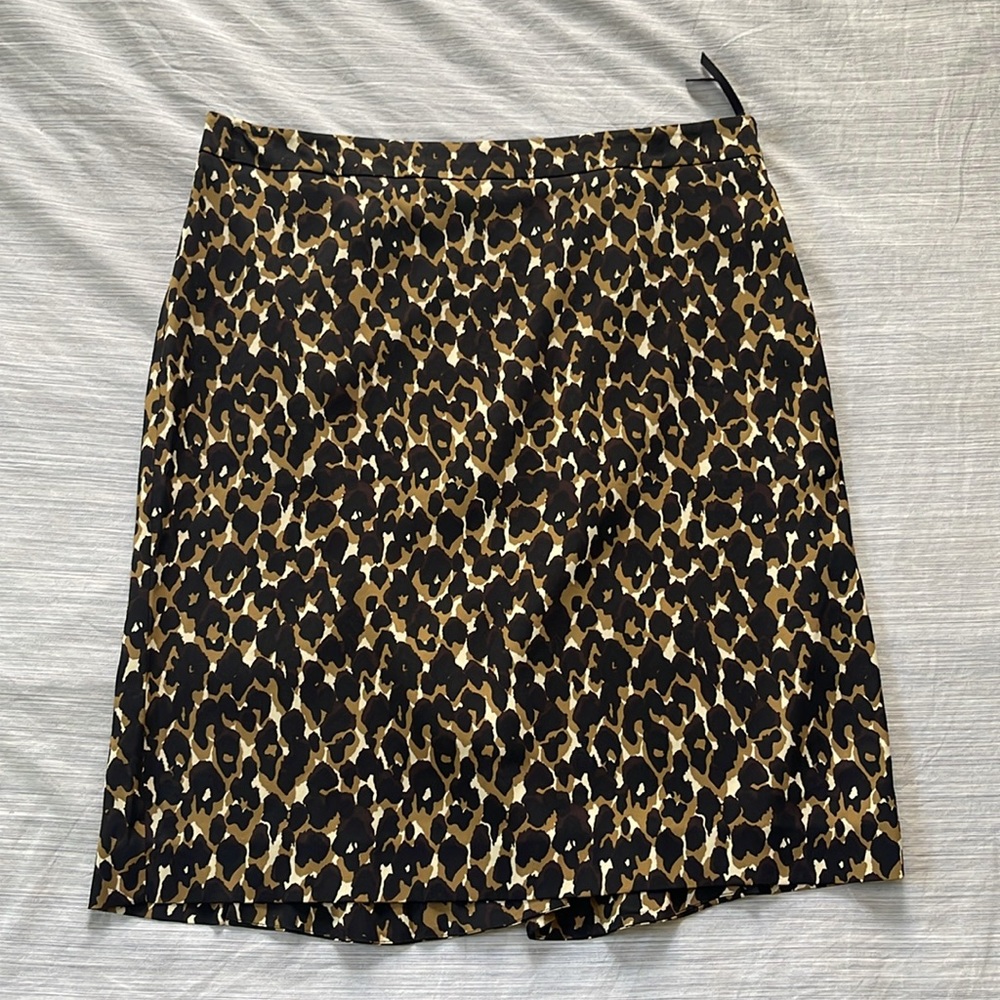 Ann Taylor Skirt Pencil Street Classic Leopard Animal Kneelength Peplum 10P